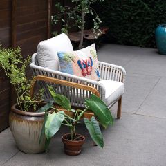 Rope Wrapped Teakwood Chair With Cushions