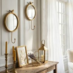 Round Bird Mirror Wall Hook Set of 2