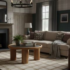 Round Black and Brown Coffee Table 32 Inch