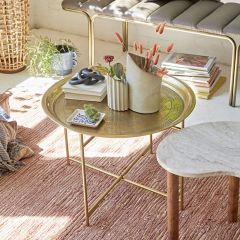 Round Boho Metal Tray Folding Table