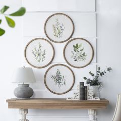 Round Botanical Framed Print Set of 4