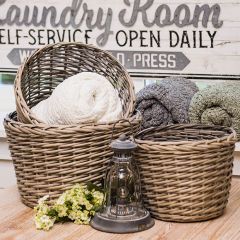 Round Braided Storage Baskets Set of 3