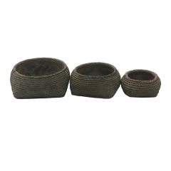 Round Cement Basket Planters Set of 3