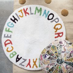 Round Colorful Alphabet Rug
