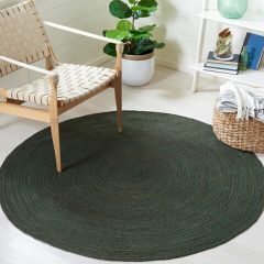 Round Jute Dark Accent Rug