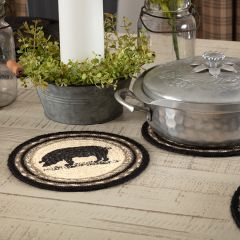 Round Jute Stenciled Pig Trivet