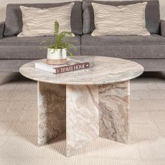 Round Marble Dining Table With Interlocking Base | SHIPS FREE
