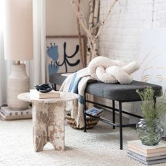 Round Marble Table With Interlocking Base