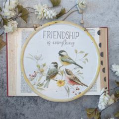 Round Metal Friendship Sign With Birds