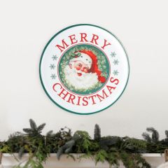 Round Metal Santa Claus Sign
