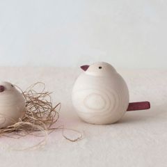 Round Pine Wood Bird Accent Set of 6