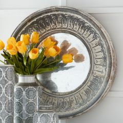Round Pressed Tin Mirror