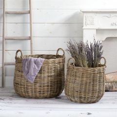Round Rattan Storage Basket Set of 2