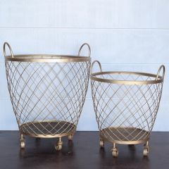 Round Rolling Elegant Basket Cart Set of 2
