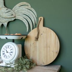 Round Rustic Handled Bread Board 19 Inch