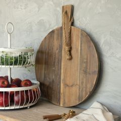 Round Rustic Handled Bread Board