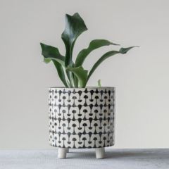 Round Stoneware Footed Planter