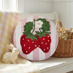 Round Strawberry Striped Hook Pillow
