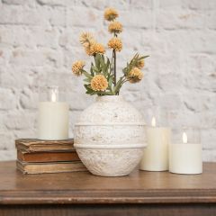 Round Stucco Finish Clay Vase