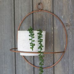 Round Wall Sconce With White Wash Clay Pot