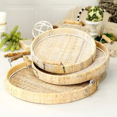 Round Wicker Nesting Tray Set of 3