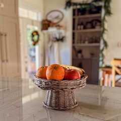 Round Willow Basket Pedestal Riser