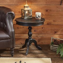 Round Wood Pedestal Side Table