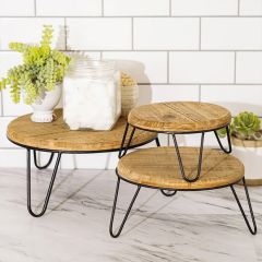 Round Wood Top Riser Set of 3