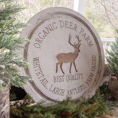 Round Wooden Organic Deer Farm Sign