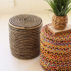 Round Woven Jute Pouf