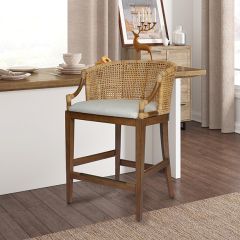 Rounded Rattan Back Counter Stool