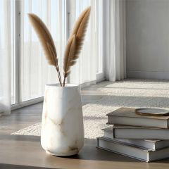 Rounded White Alabaster Vase