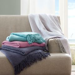 Ruched Fringe Throw Blanket