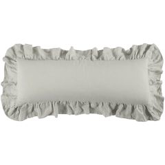 Ruffle Border Grey Washed Linen Lumbar Pillow