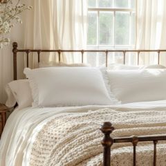 Ruffle Border Washed Linen Dutch Euro Pillow