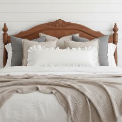 Ruffle Border White Washed Linen Lumbar Pillow