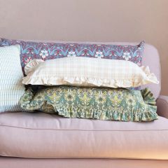 Ruffle Edge Floral Pattern Lumbar Pillow