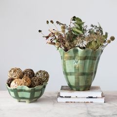 Ruffle Edge Plaid Display Accent One of Each