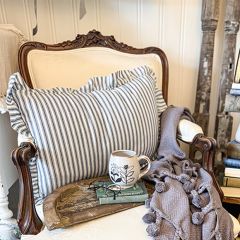 Ruffle Edge Striped Pillow