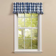 Ruffled Blue Check Window Valance
