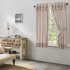 Ruffled Buffalo Check Short Curtain Panel Set of 2
