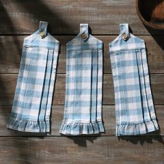 Ruffled Buffalo Check Tea Towels Set of 3