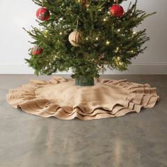 Ruffled Burlap Tree Skirt With Buttons