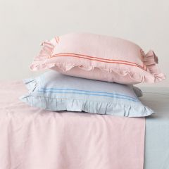 Ruffled Cotton and Linen Pastel Throw Pillow
