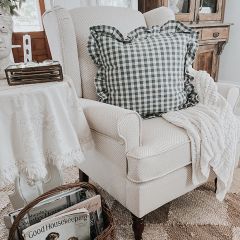 Ruffled Edge Cotton Check Throw Pillow