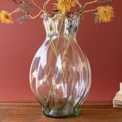 Ruffled Edge Glass Melon Vase