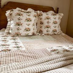 Ruffled Floral Cotton Euro Sham