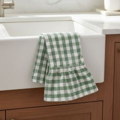 Ruffled Green Gingham Dish Towel