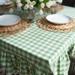 Ruffled Green Gingham Tablecloth