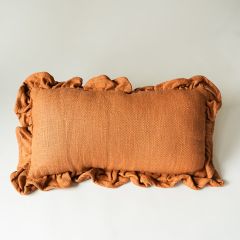 Ruffled Linen Lumbar Pillow